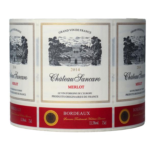 Quality Custom Glossy Rolled Wine Label Sticker Bottle Printing Self Adhesive for sale