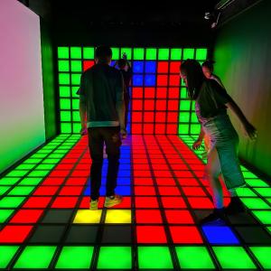China LED Dance Floor Tile Wall And Floor Jumping Grid Interactive Game wholesale