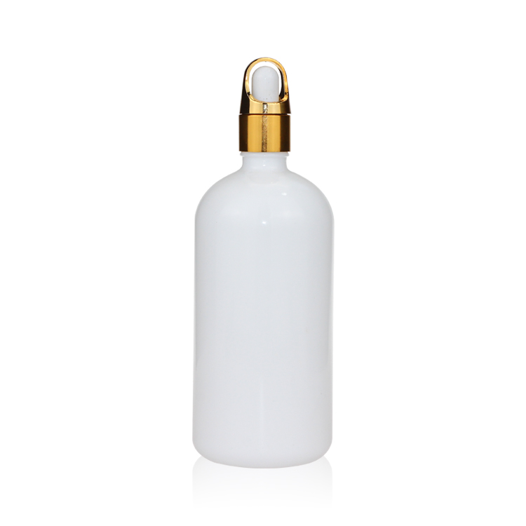 White Round 200ml Oil Dropper Glass Bottle With Glass Dropper Cap