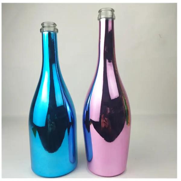 Custom Glass Bottle Round 750ml Empty Gold Plated Champagne Bottle