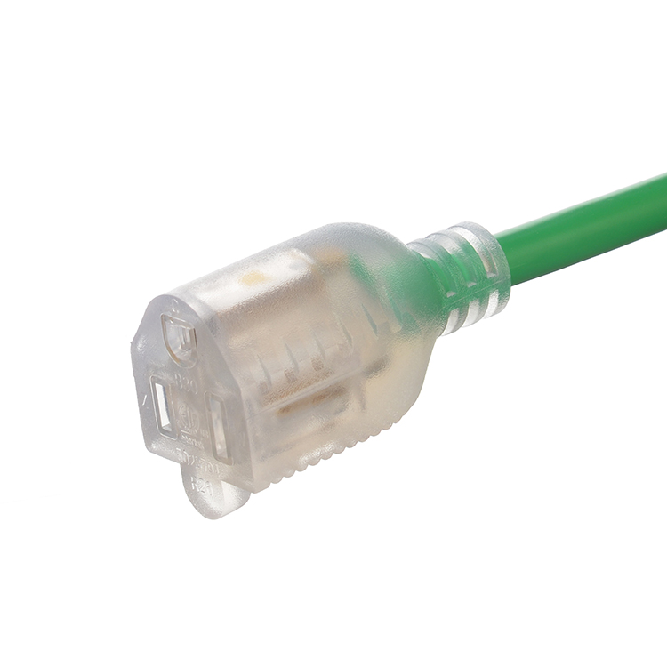 250V Rated 12/3 50 ft Waterproof Heavy Duty Extension Cord with Lighted Indicator End Bared Stranded Cooper Conductor