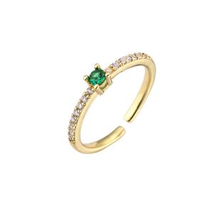 China Colorful Gemstone Diamond Bands Rings 18k Gold Plated Adjustable wholesale
