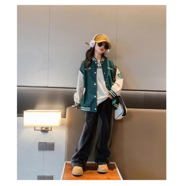 Spring Fall Trendy Children Clothing Windproof Round Collar Patchwork Baseball Jacket