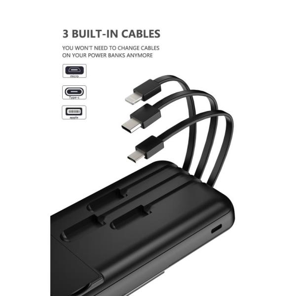 Lightweight Inbuilt Cable Power Bank Smart Fast Charging User Friendly