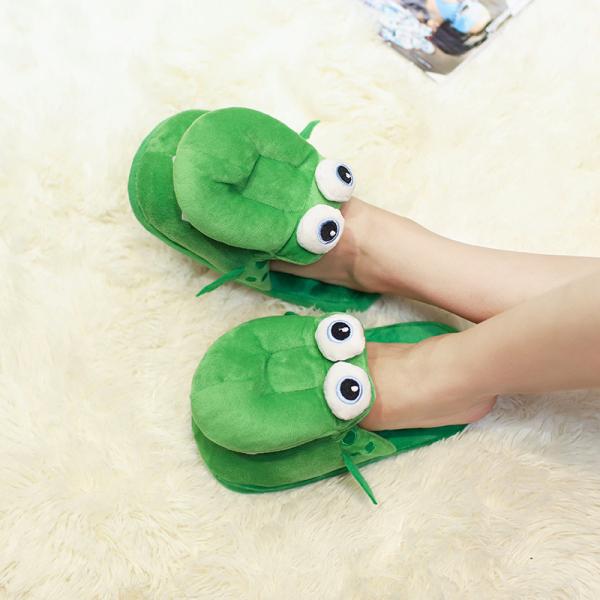 Y-Z Women Fluffy Fuzzy crocodile Winter Thick Sole Nonslip Plush Cartoon Animal Cute Funny House Indoor slippers