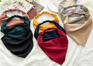 China Solid color chiffon triangle scarf custom hair bands women's simple elastic headscarf all match headwear wholesale