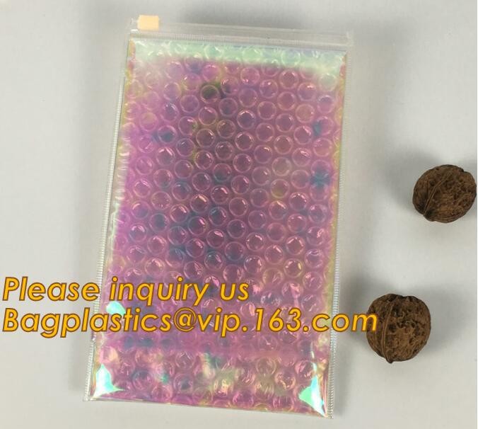 Cosmetic Slider Zip lockk Bubble Bags Bubble Slide Pouch,Zip lockk esd bubble bag bubble packaging wrap cosmetic pouch slide
