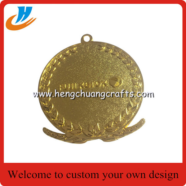 Matt gold plated medals custom,ribbon medals with football logo design sports medals