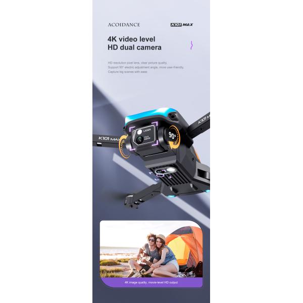 K101 Max Obstacle Avoidance Optical Flow Positioning 4k Hd Dual Foldable Quadcopter Toys Drones Vs E88 E58 Camera Mini Drone
