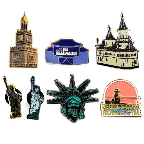 Quality Hard Soft Enamel Pin Badge Custom American Statue Metal Badge And Button for sale