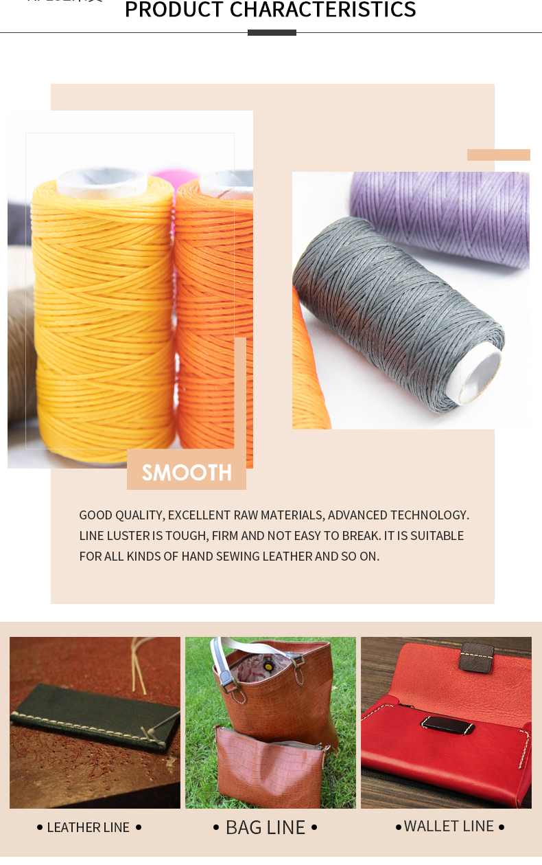 Handmade Leather Sewing Wax Thread 150D/16 Strength Polyester Braided Rope for DIY