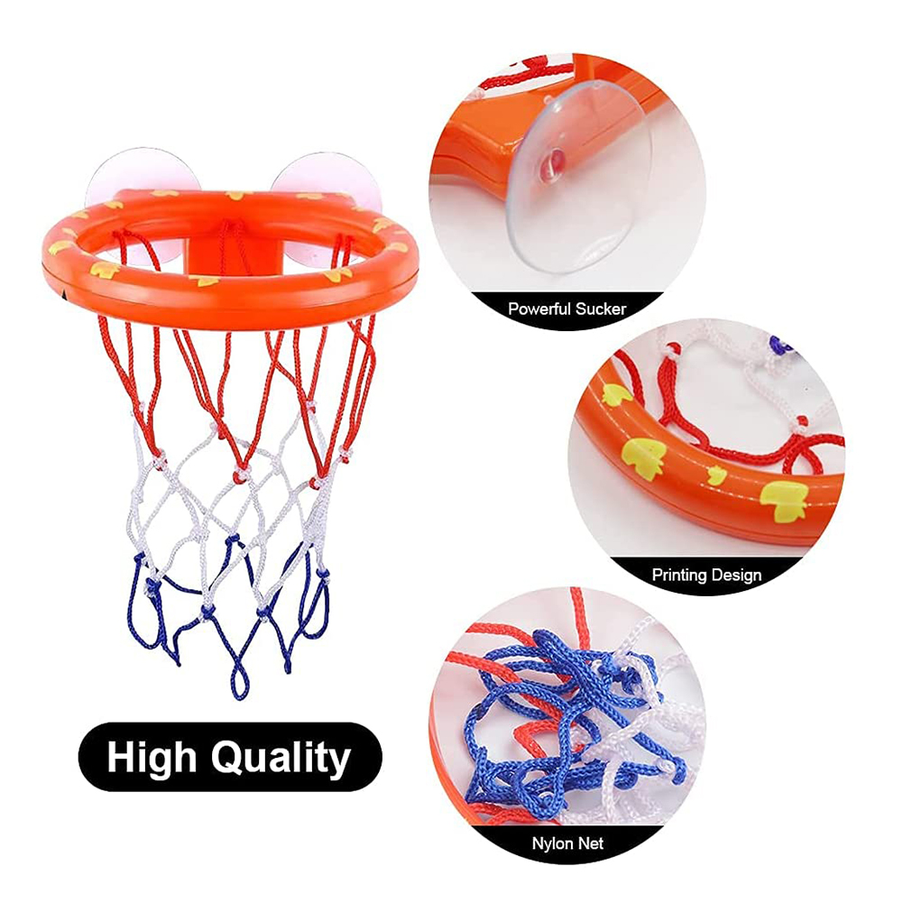 Bathtub Basketball Hoop for Toddlers Kids Boys and Girls 4 Soft Balls Set Suction Cup