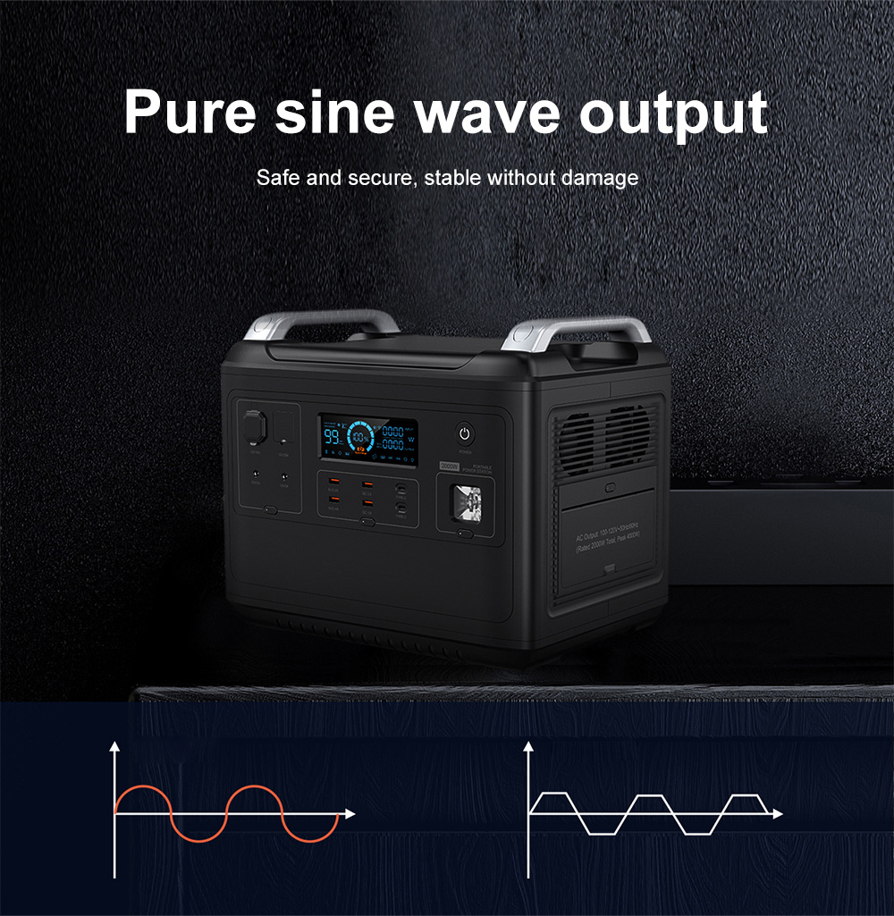 New energy generator MPPT input two-way 2000W quick lifepo4 portable power station 2000w