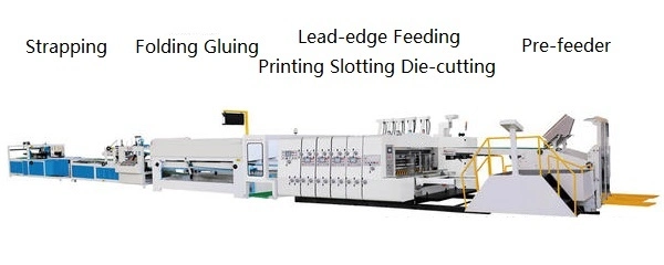 Automatic Folder Gluer Stitcher Strapper All Inline One Machine, PP or PE strapping