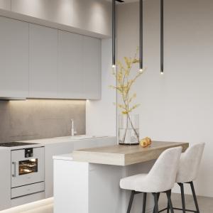 Creamy White Matte Lacquer Kitchen Cabinet And Marble Top