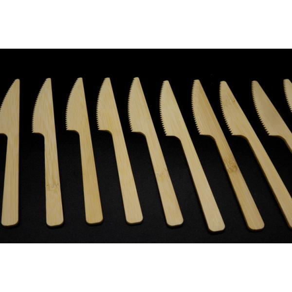 Hotel Restaurant Bamboo Knives Forks And Spoons Set Long 168mm Natural Color