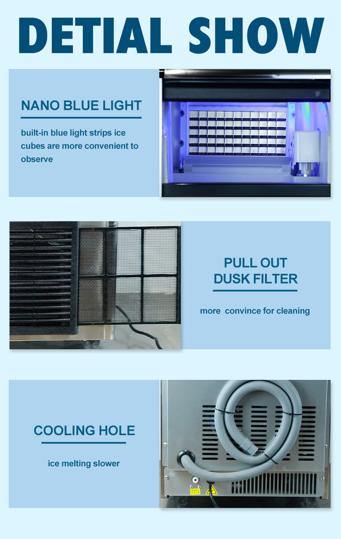40kg/24Hrs Ice Cube Maker Machine Self-Inspection Small Ice Machine For Home Bar