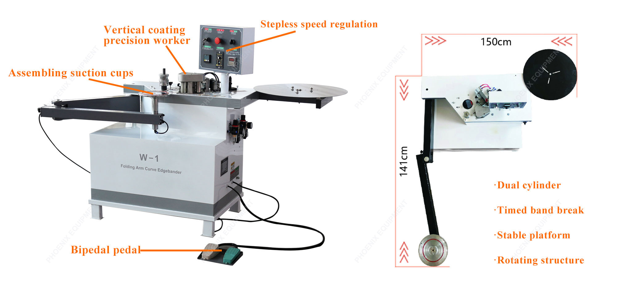 1.4kW Power W-1 Curve Line Edge Bander Fully Automatic Through Feed Edgebanding Machine