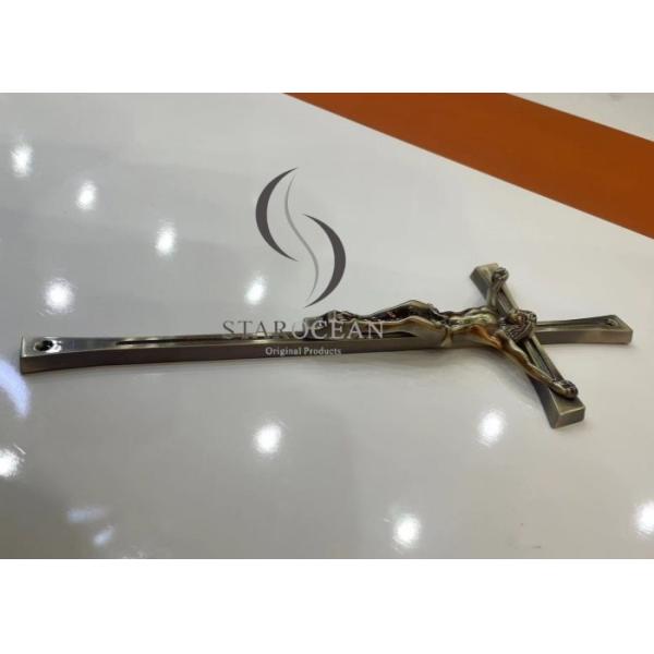 Customizable Antique Brass Metal Funeral Cross 39*15cm SGS Certified ZJ-01