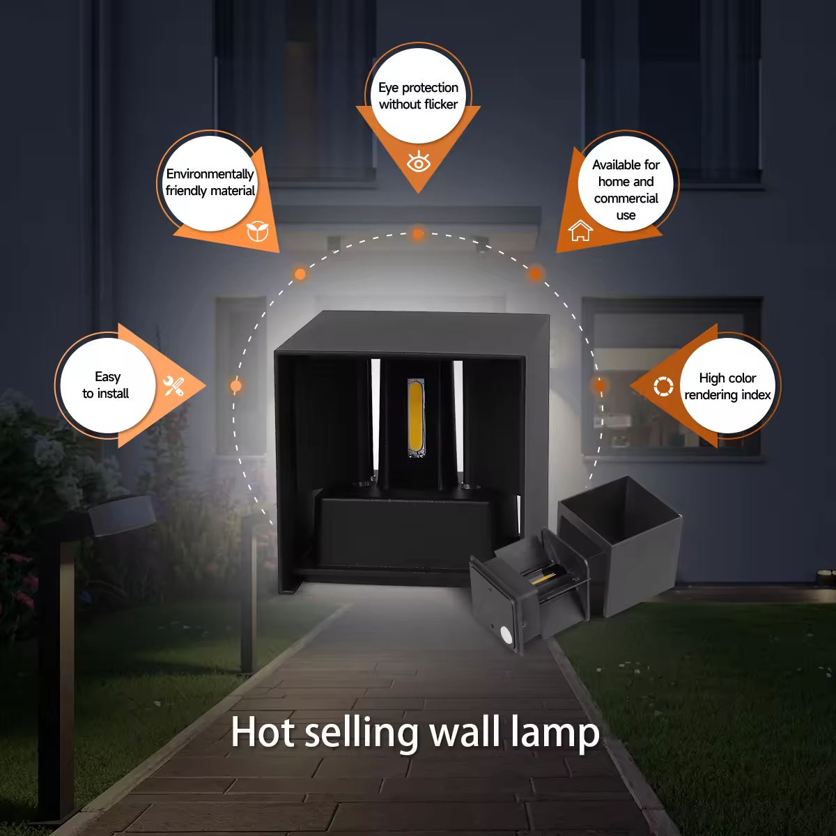 Popular Outdoor Solar Wall Light for Exterior Wall Waterproof 4W/6W/8W/10W CRI 80