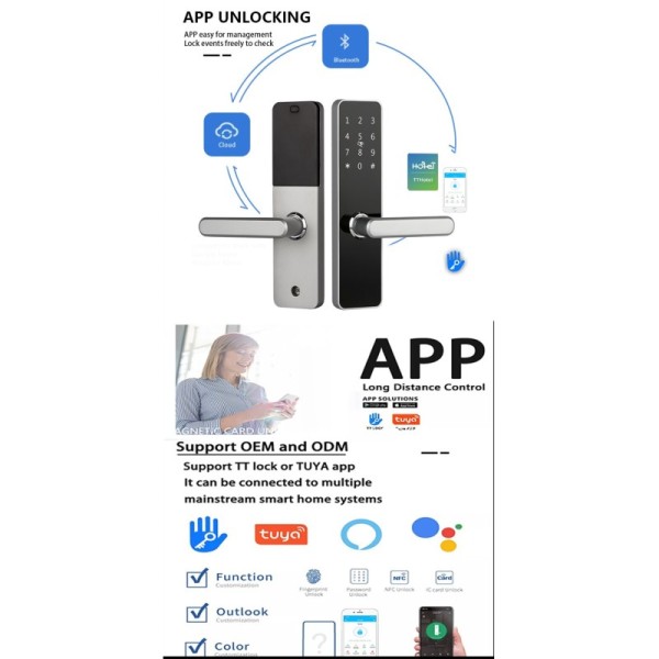 Smart Door Lock Keyless NFC / IC Card Unlock Touchscreen Keypad