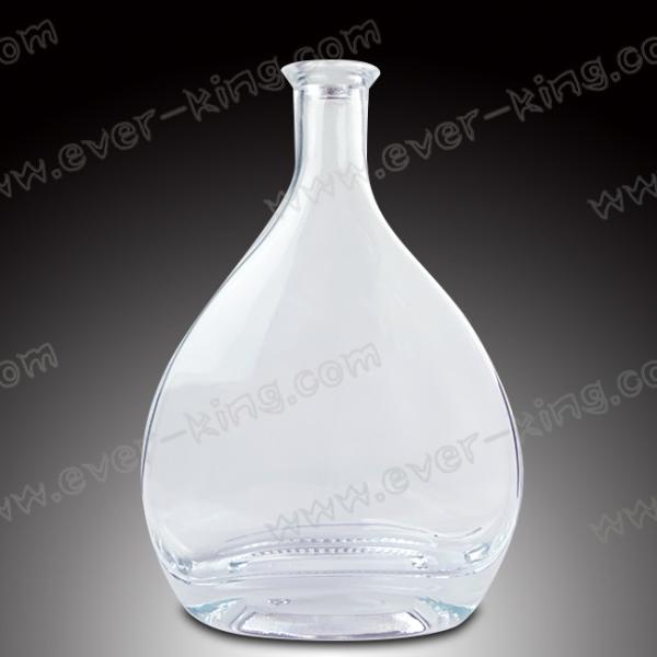 Oval Shape Clear 750ml Spirits Whiskey Glass Bottle