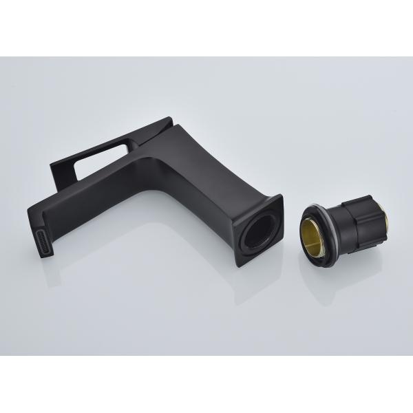 bathroom Black Waterfall Mixer Taps Ceramic Valve Desk Mounted