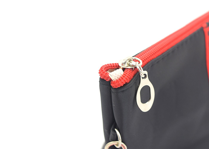 Waterproof Zippered Cosmetic Bag Polyester Travel Makeup Organizer Bag With Strap