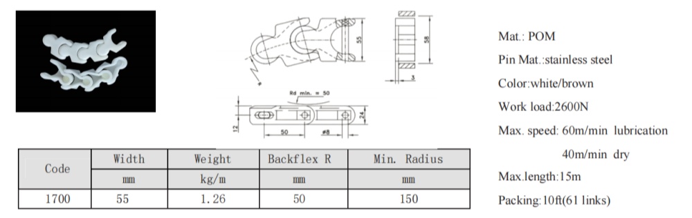 1700 multi flex conveyor chains