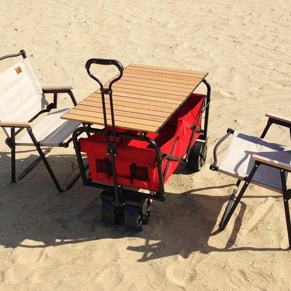 Wide Wheels Practical Foldable Beach Cart Welding Industrial Storage Folding Wagon