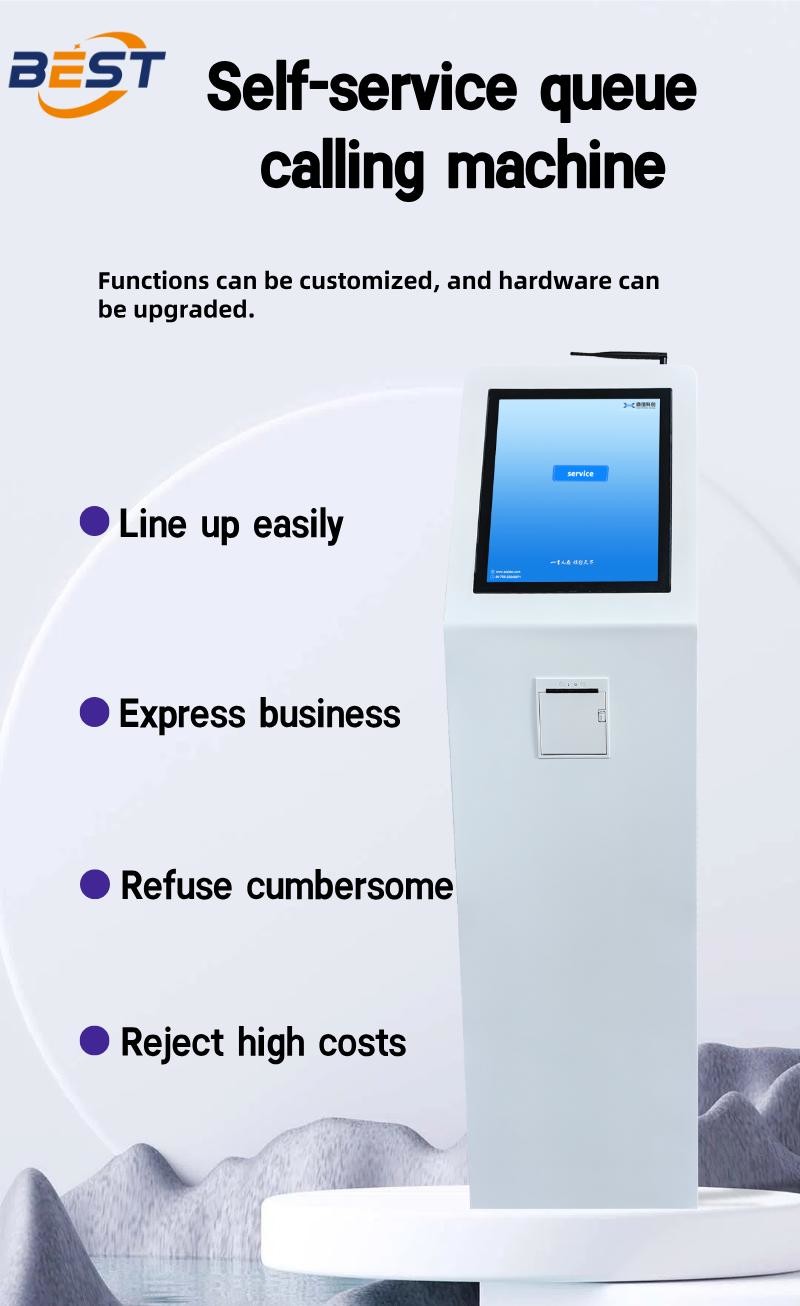 Smart Android Automatic Queue Management System Ticket Dispenser , Self-Service Queue Number Ticket Machine For Bank