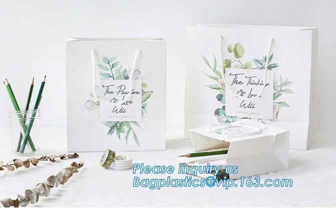 Customized Cut Printed Coated Paper Shopping Bag with Matt Lamination,rope handle custom logo printed white paper bag