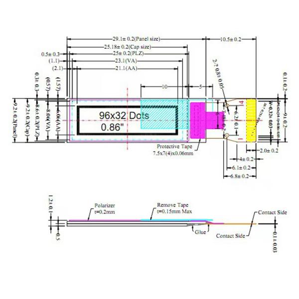0.86 inch OLED display pin definition diagram