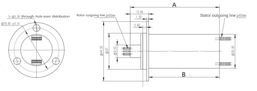 Conductive Slip Ring with 303 Stainless Steel Wire Leads Mounting for PTZ Camera System