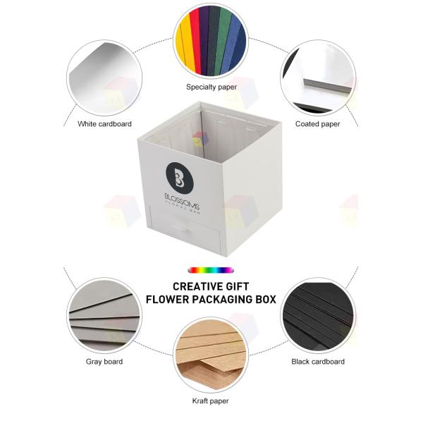 Lightweight Flower Packaging Box Cardboard Flower Box With Chocolate Drawer