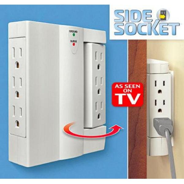 Multifunction Side Swivel Socket , ABS Copper Space Saving Wall Power Strip