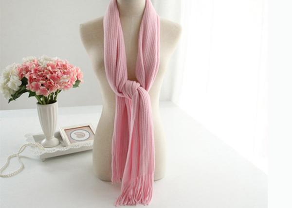 Quality Custom  Acrylic Knit Scarf Double Layer Knit Infinity Scarf with Thin Tassels for sale