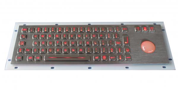 Quality IP65 metal backlit USB keyboard with illuminated transparent  mechanical trackball for sale