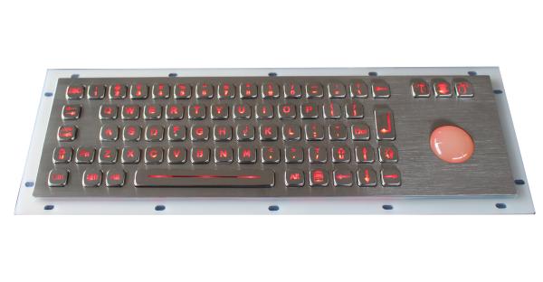 Quality IP65 metal backlit USB keyboard with illuminated transparent  mechanical trackball for sale