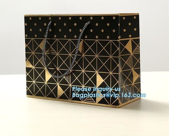 Fashion Custom Printing Luxury Gift Shopping Carrier Paper Bag With Your Own Logo Print,strong twisted handle black leat