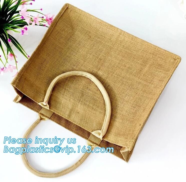 JUTE STORAGE BASKET WITH COTTON ROPE HANDLES,Burlap fabric jute toy storage basket for home storage organization bagease