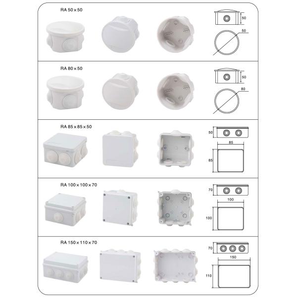 10 Entry Holes Rectangular Junction Box Electrical Knockout Boxes 150X110X70mm