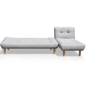 L Shaped Folding Futon Sofa Bed Dark Gray Polyester Upholstered Modern