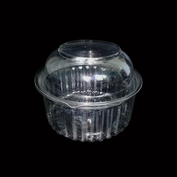 Quality Biodegradable 18cm Clear Plastic Tray Containers 7g Round Salad Packaging for sale