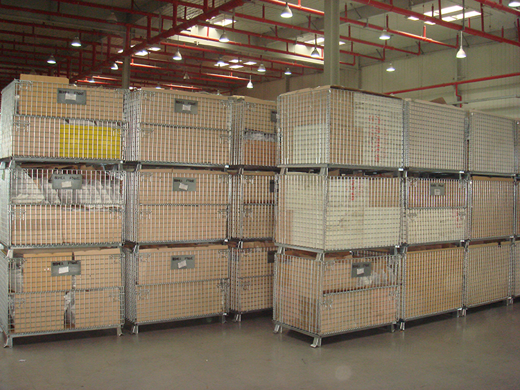 Metal Wire Mesh Storage Cages , Stackable Collapsible Wire Mesh Containers