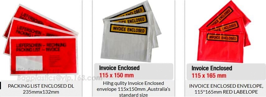 TNT DHL shipping packing list document envelopes, packing list padded envelope, tamper proof express use plastic packing