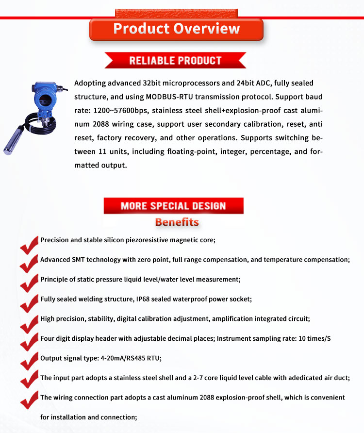 Liquid Level Transmitter For UBPT500-601TSY Explosion Proof Level Sensor