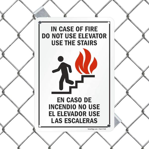 Laminated Aluminum Fire Exit Staircase Signage Do No Use Elevator Safety Warning