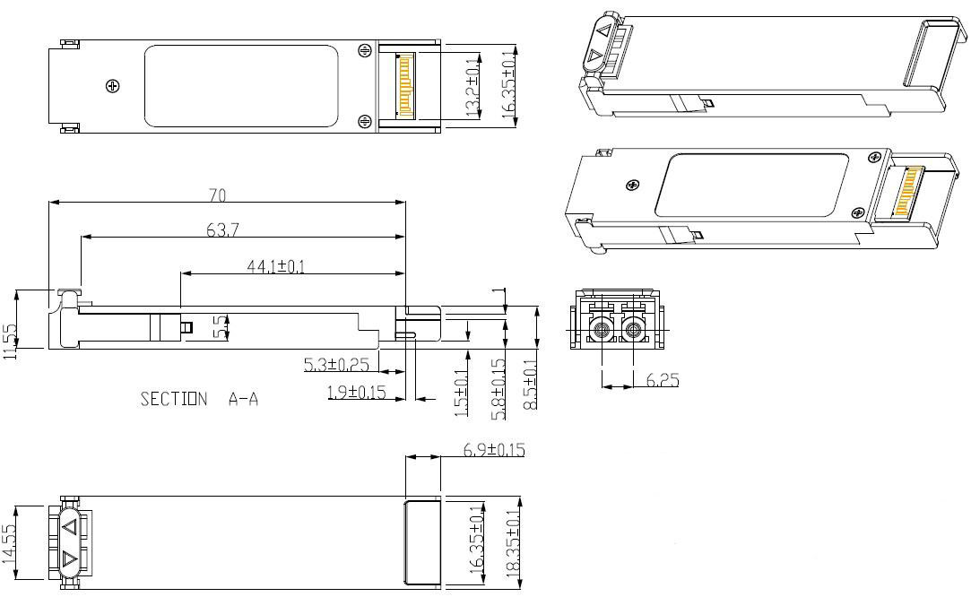 10G XFP CWDM 70Km 1470nm~1610nm xfp optical transceiver module with DDM