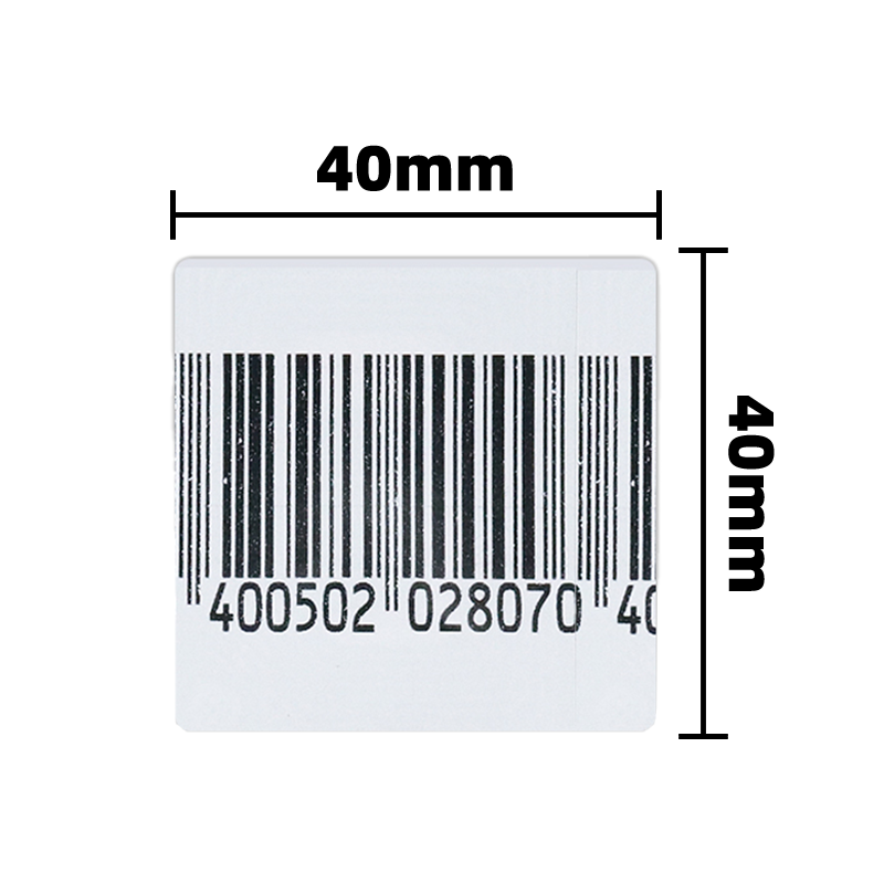 Retail Store EAS 8.2MHz RF Soft Security Tags 40 X 40mm With Bar Code Anti Human Shielding